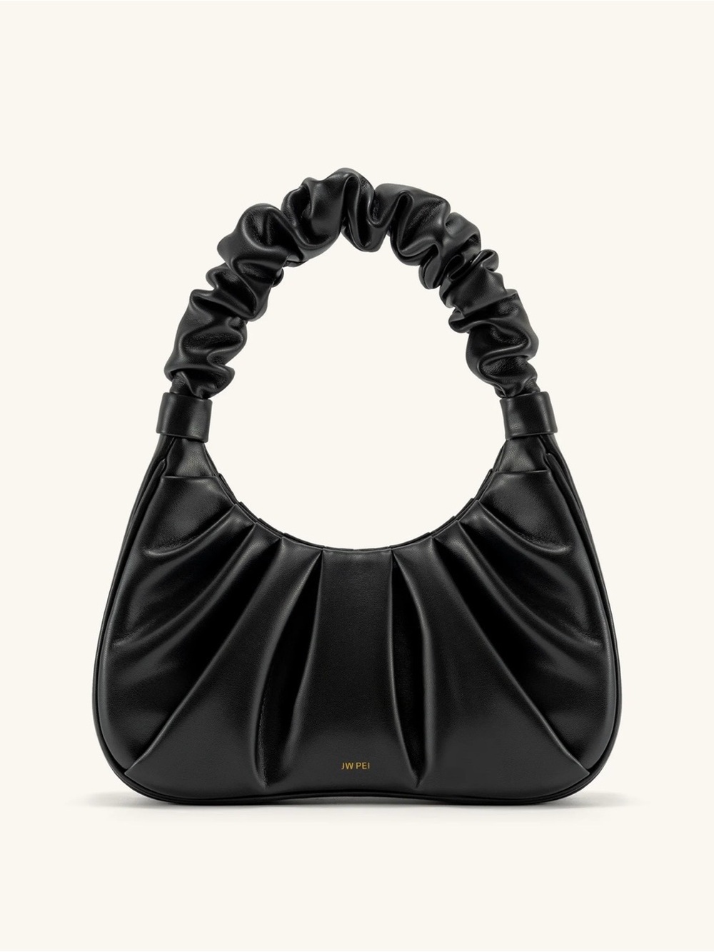 JW PEI Black Ruched Shoulder Bag